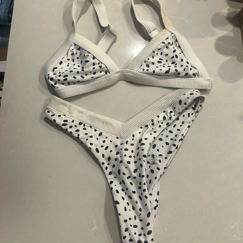 One one bikini , b&w polka dot